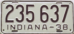 1938 License Plate