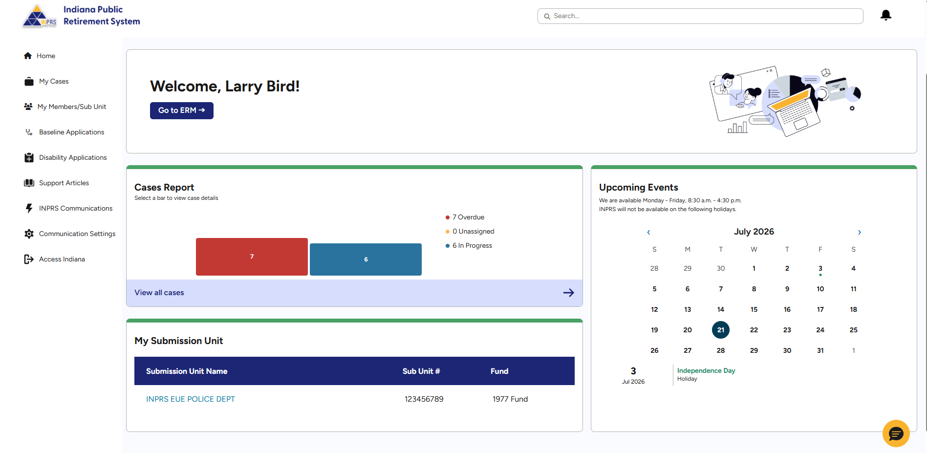 INPRS Employer Portal Homepage