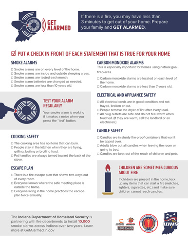Checklist of various fire safety steps