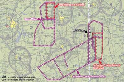 Map of Indiana Air Range Complex