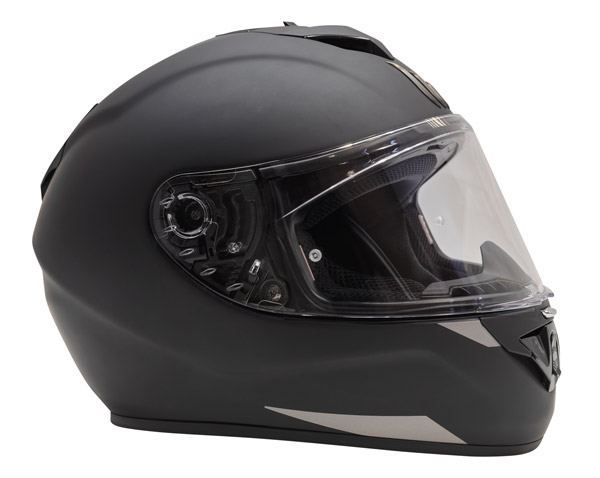 Black motorcycle helmet isolated on white