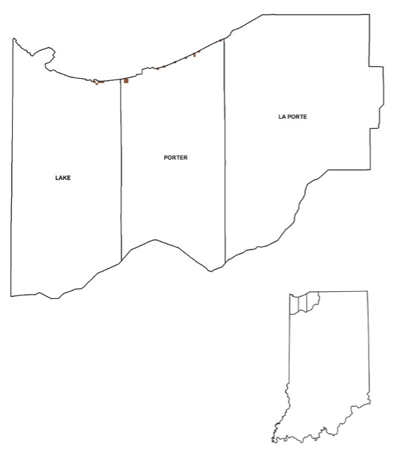 Map showing dune areas in state