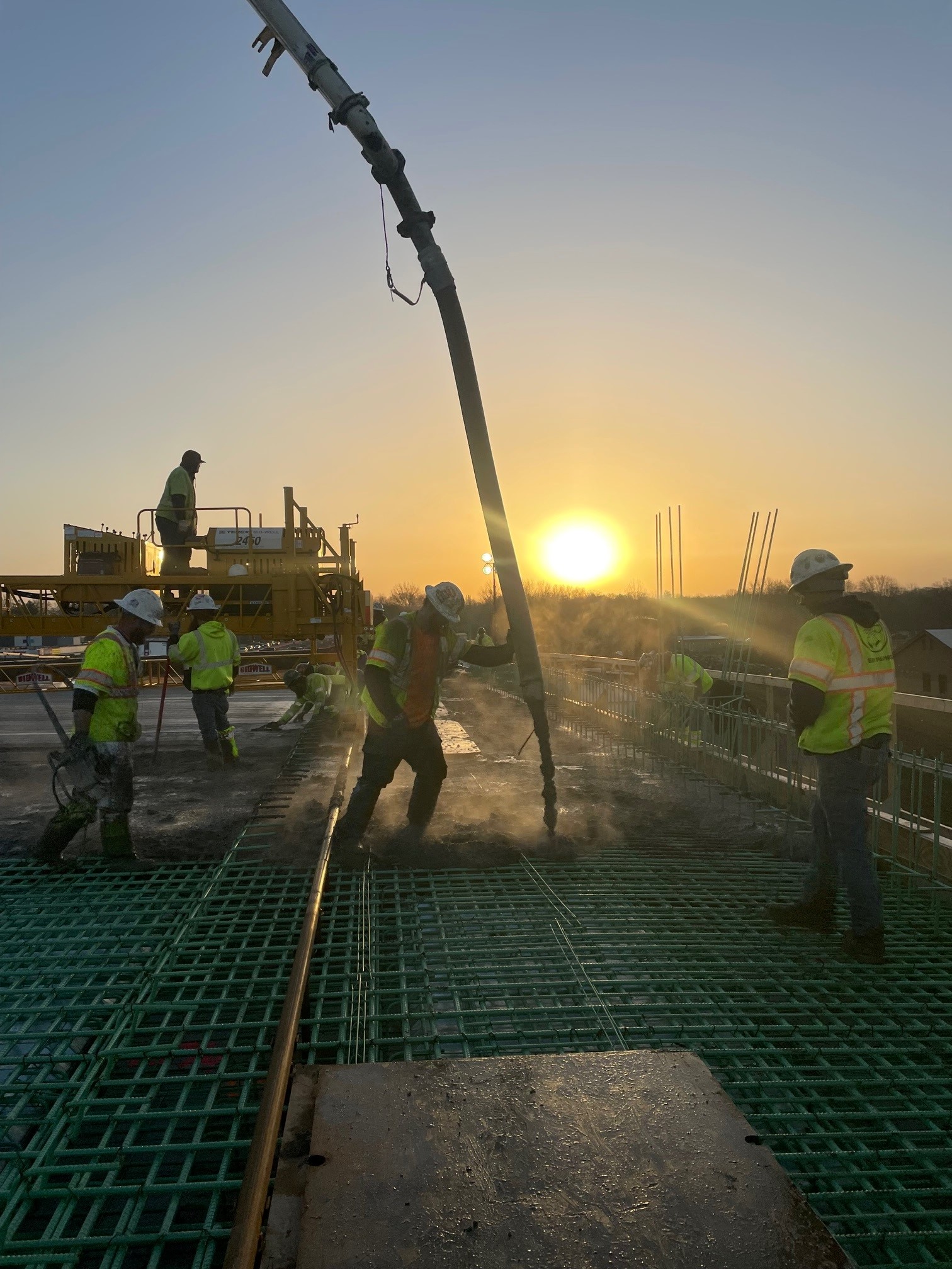 construction at sunset