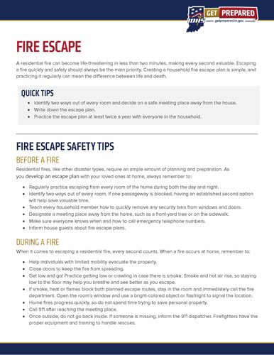 Fire escape tips