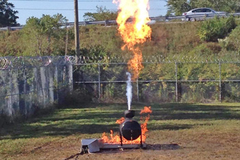 Fire prop shooting flame vertically