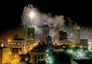 Fireworks in downtown Indianapolis