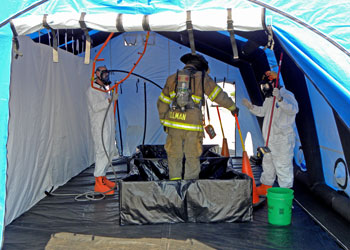 Firefighter decontaminating