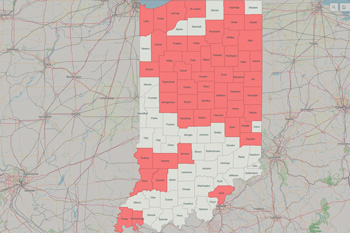 Map of Indiana with counties shaded