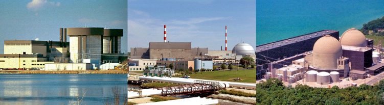 Four different nuclear power plants