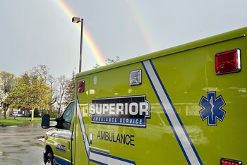 Superior ambulance with double rainbow
