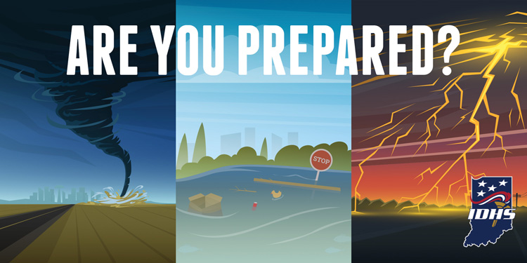 Are You Prepared? illustration with natural disasters in background