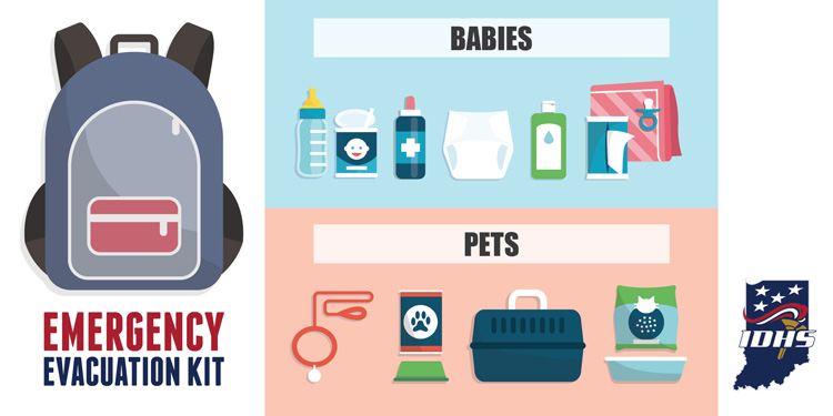 Evacuation Kit with Babies and Pets supplies