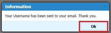 Screenshot of Hazconnect Username Sent Pop-up