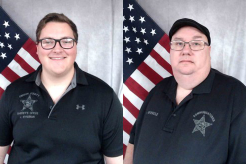 Portraits of Gibson County telecommunicators with American flag