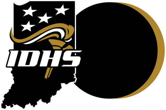 Total solar eclipse with glow and IDHS stylized logo