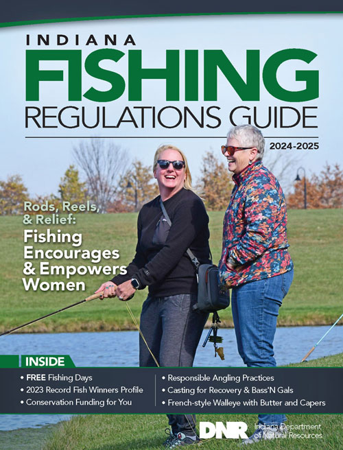Cover of 2024 Fishing Guide showing two people fishing