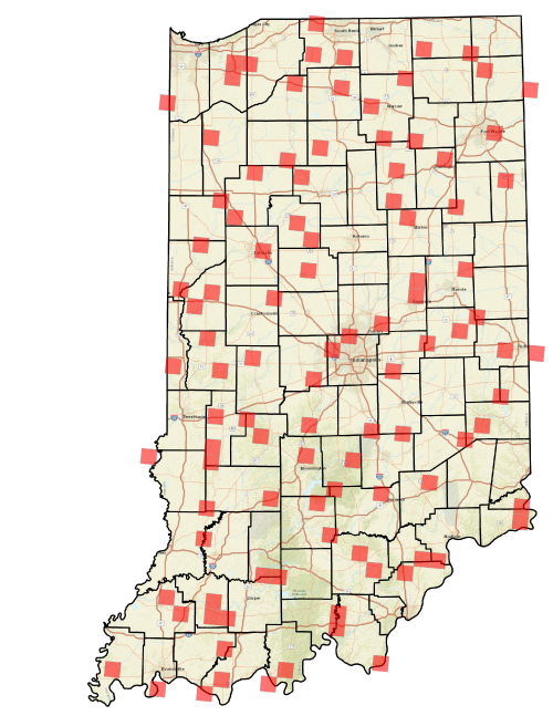 Acoustic bat surveying areas map