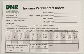 Indiana Paddlecraft Index form