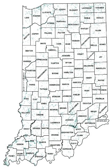 Map of state showing forested wetlands