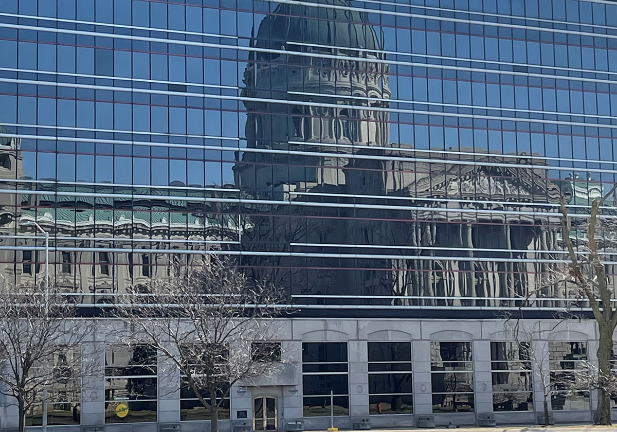 Reflection of Indiana Statehouse