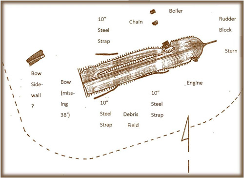 J.D. Marshall wreck map