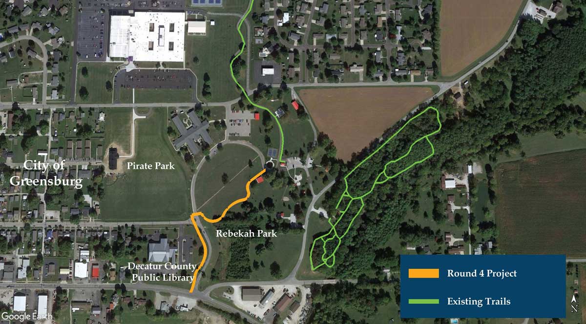 Map of trail in Greensburg