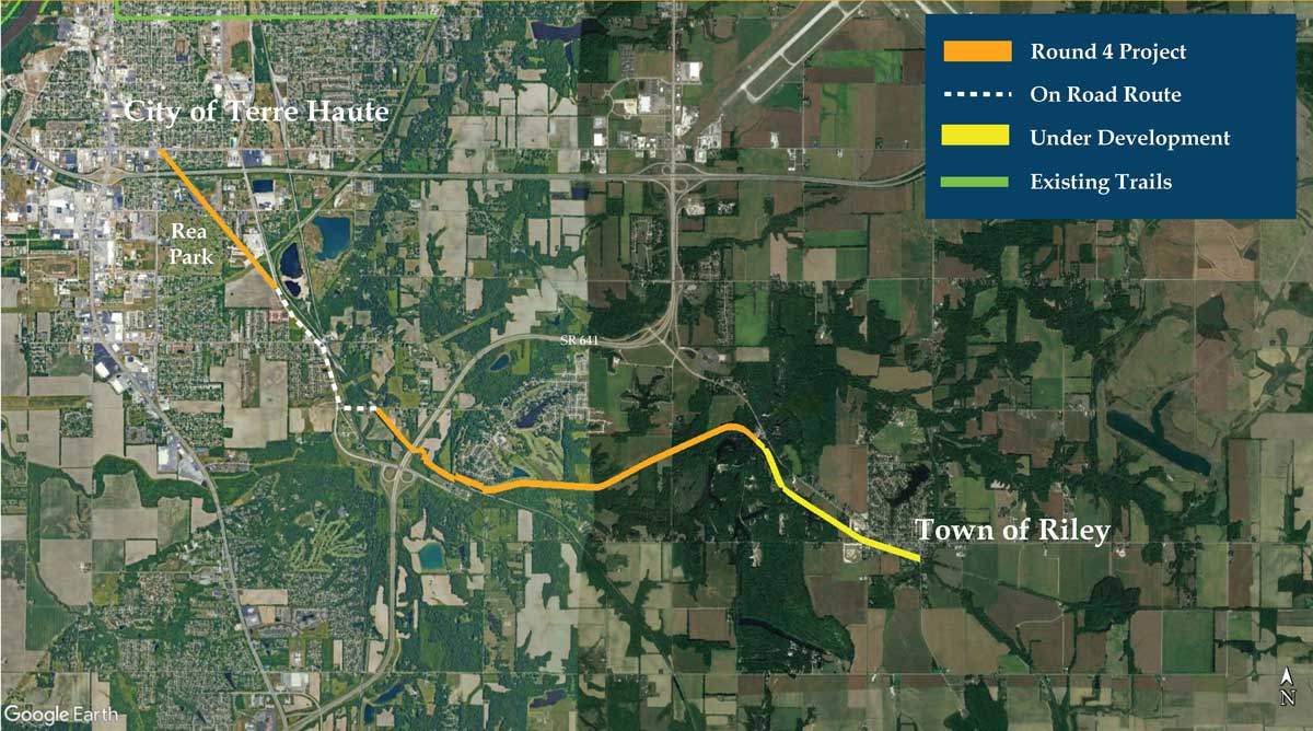 Map of trail in Terre Haute