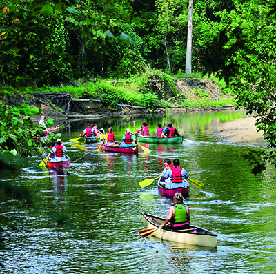Paddlers on river