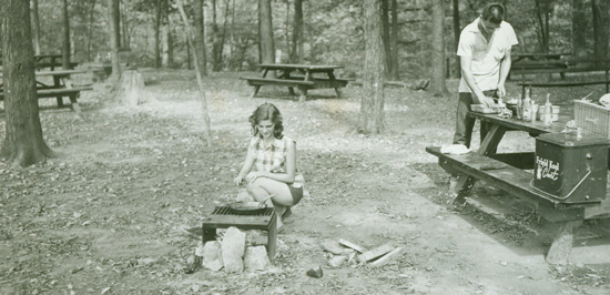 Camping at Turkey Run State Park, circa 1950s