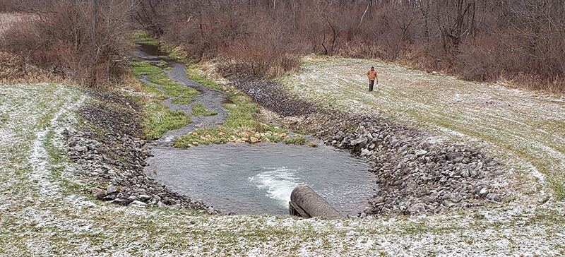 Inspector at dam site