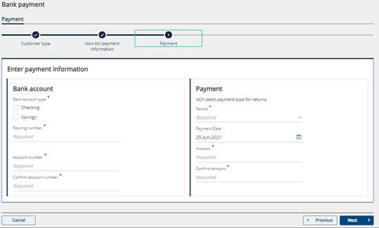 Screenshot of INTIME enter payment information