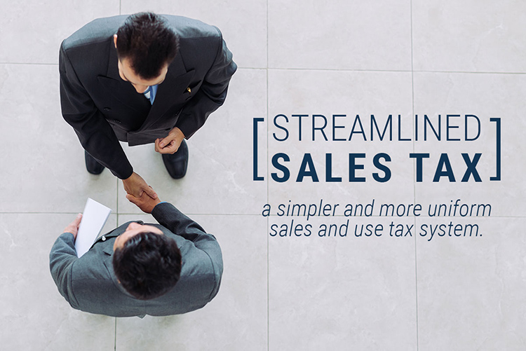 Streamlined Sales Tax graphic with text that reads "a simpler and more uniform sales and use tax system."