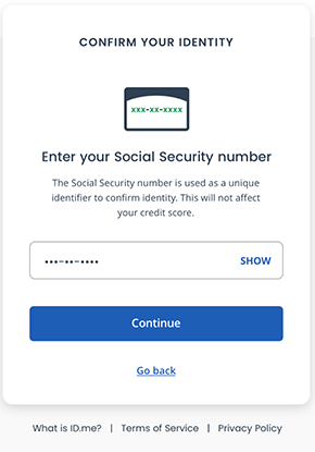 Confirm your identity screenshot