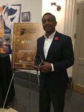 Volunteer receiving award at the Serve Indiana Awards for Excellence ceremony