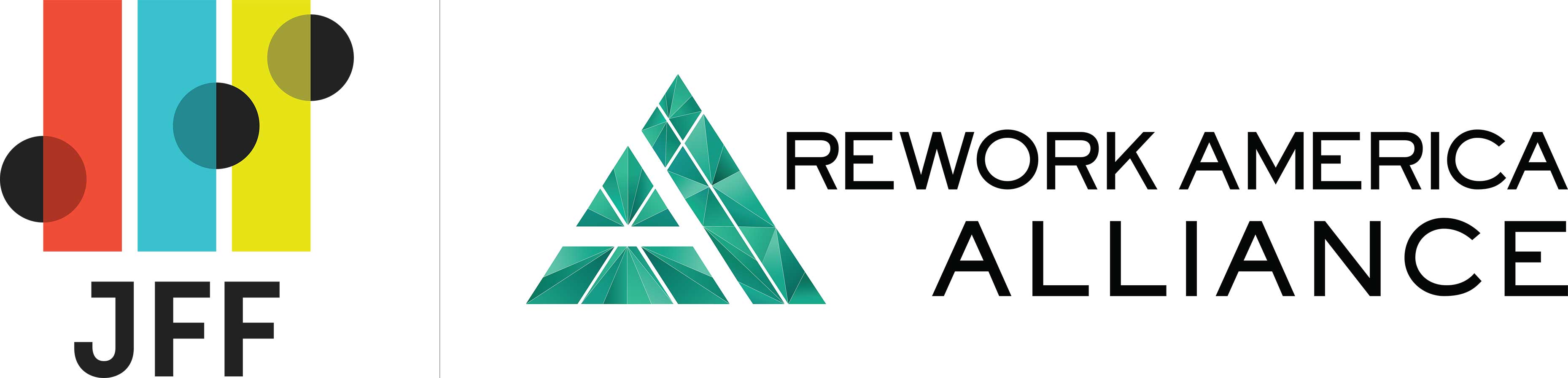 Logo of the Rework America Alliance,a markle Inititiative that goes to the Markle.org website.