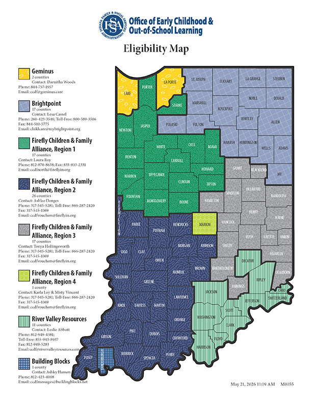Child Care and Development Fund intake agents eligibility map