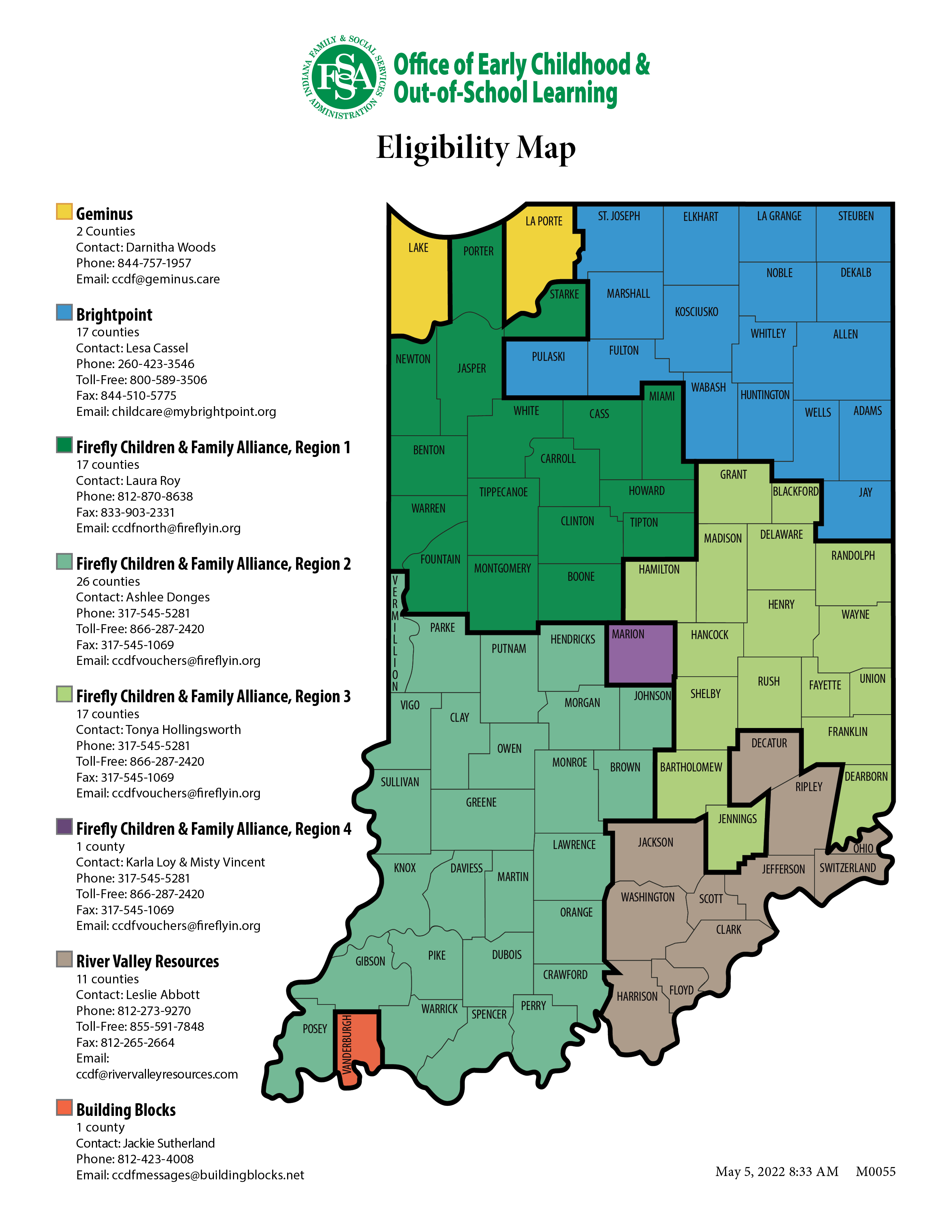 Map of CCDF intake offices