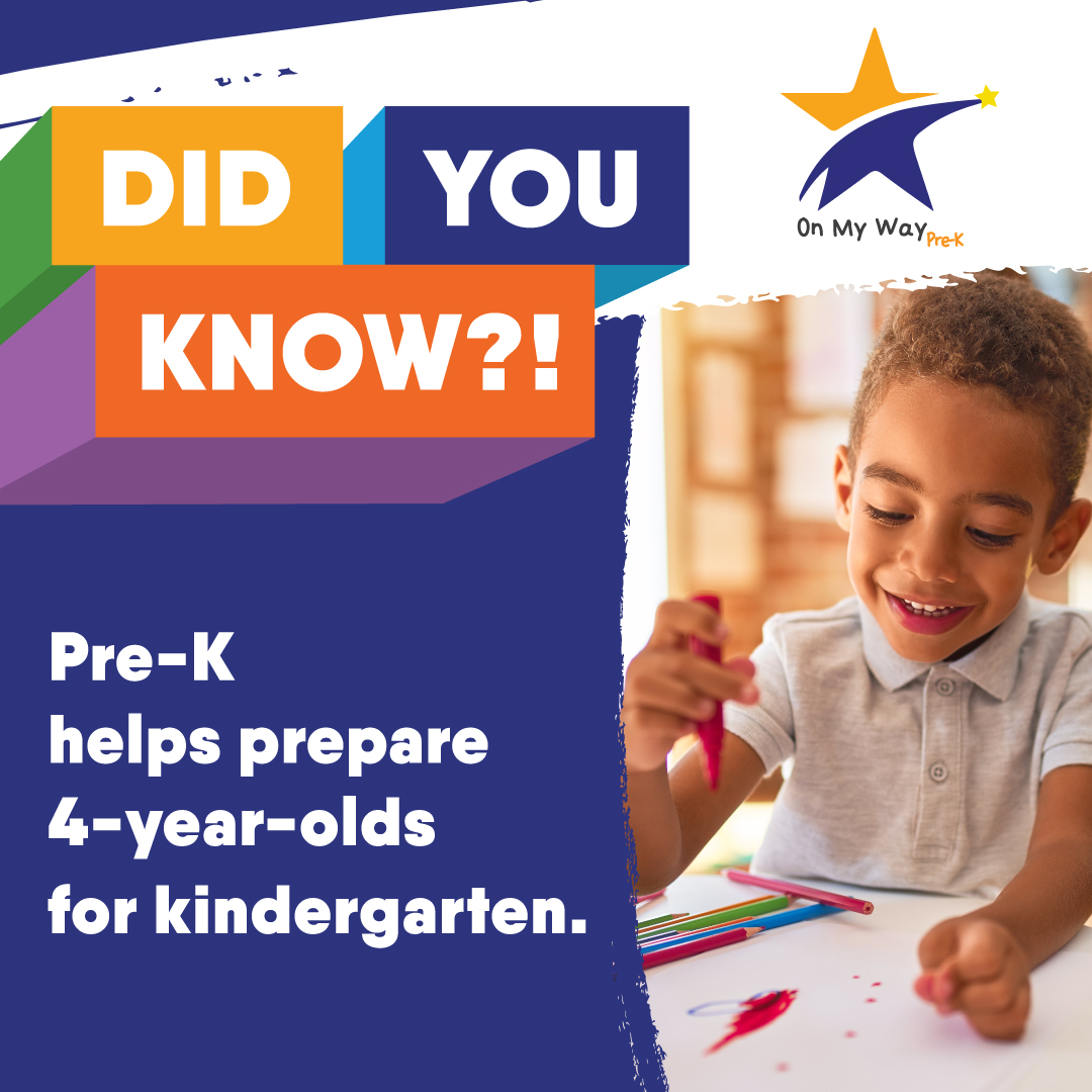Did you know?! Pre-K helps prepare 4-year-olds for kindergarten.