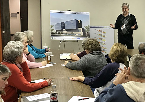 Photo of Dr. Sheward meeting with neighbors