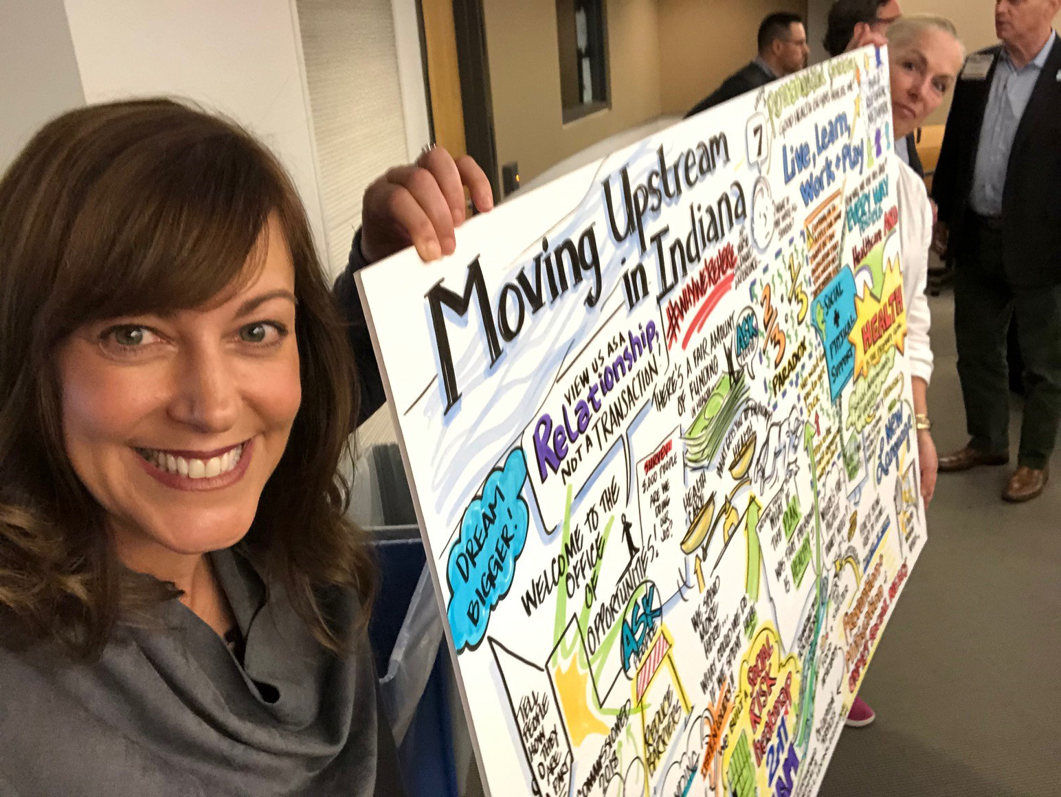 Jen poses with the board after it was created.