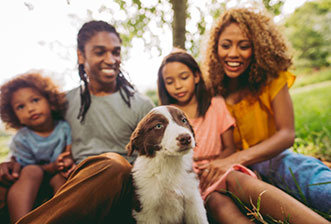Family with dog