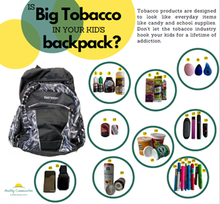 backpacks are used during health fairs and presentations to adult audiences