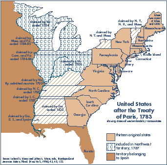 Map - U.S. After the Treaty of Paris, 1783