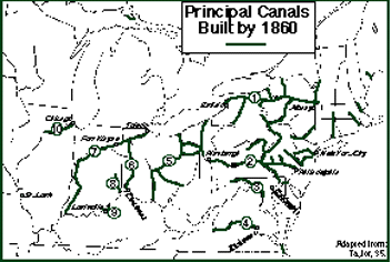 Principal Canals Buily by 1860 in U.S.