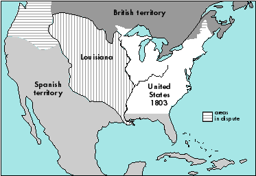 Map of North American land ownership in 1803