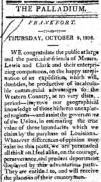 Frankfort (KY.) The Palladium, October 9, 1806