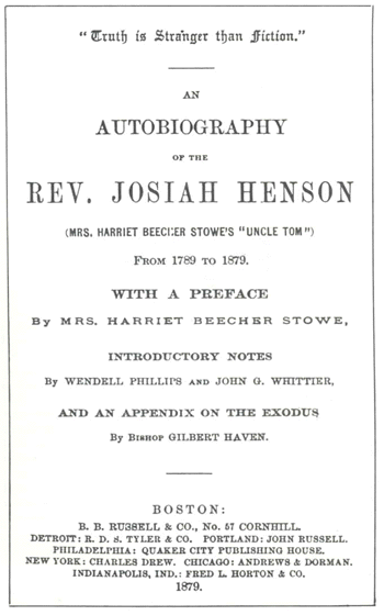 Reverand Josiah Henson Autobiography