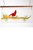 Fused Glass Cardinal on a Pine Bough 