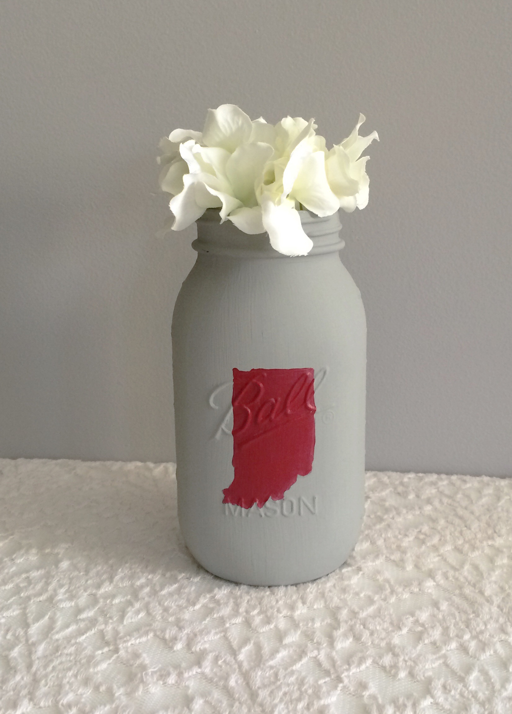Gray and Red Mason Jar