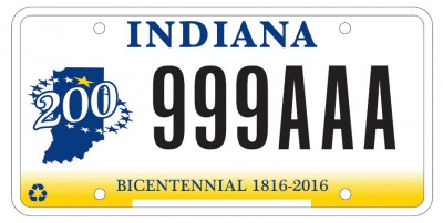 Indiana Bicentennial License Plate